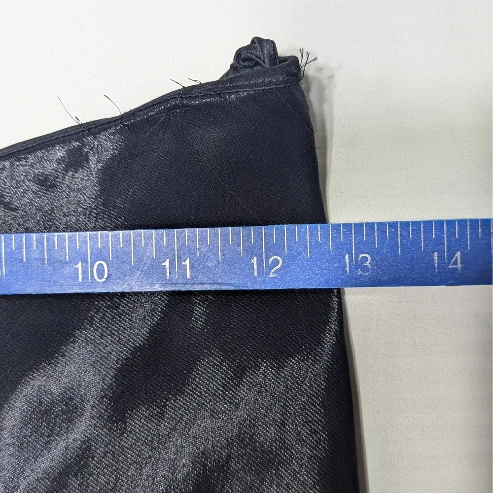 Vintage Ralph Lauren Black Liquid Satin MidiSkirt Asymmetric Ruffle 90s Runway 6